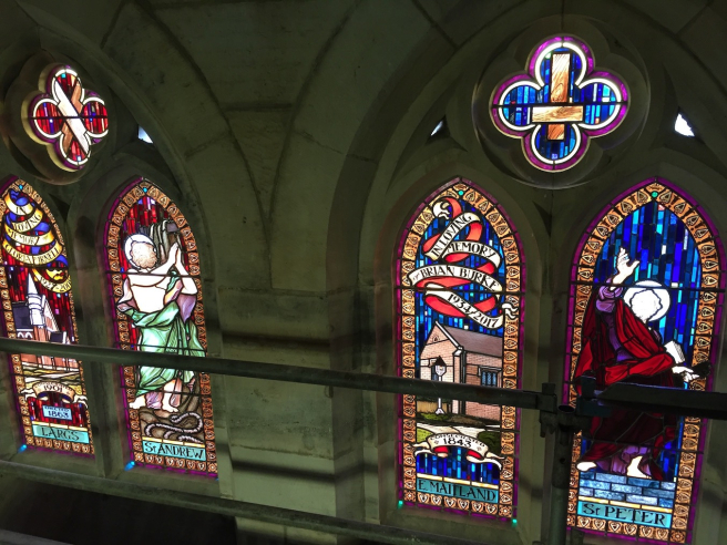 The two new double window sets viewed from the scaffold