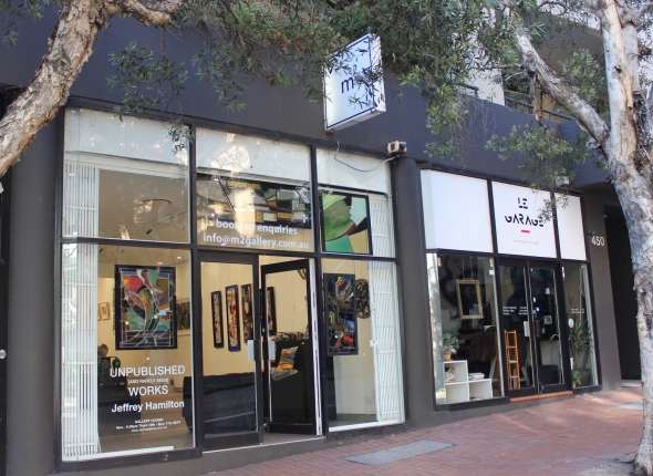 The front window at m2 Gallery last week