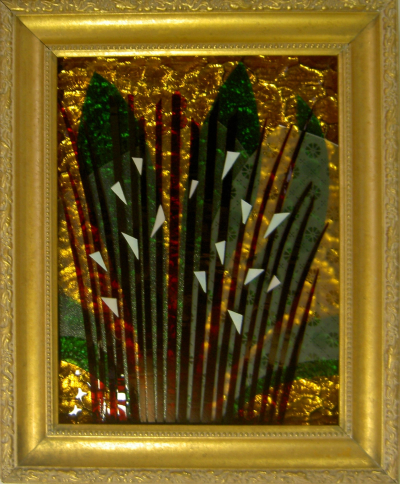 Red Spears on Gold with White Shards